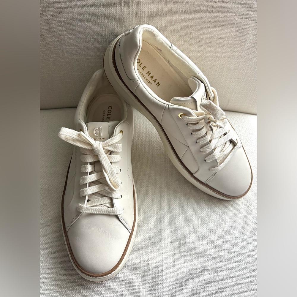 Cole Haan GrandPro Topspin Leather Lace-Up Sneakers White